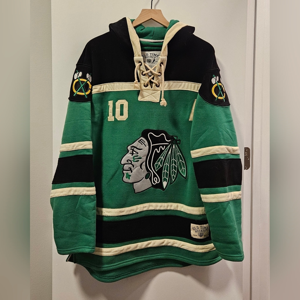 Green Blackhawks Hoodie 10 Patrick Sharp